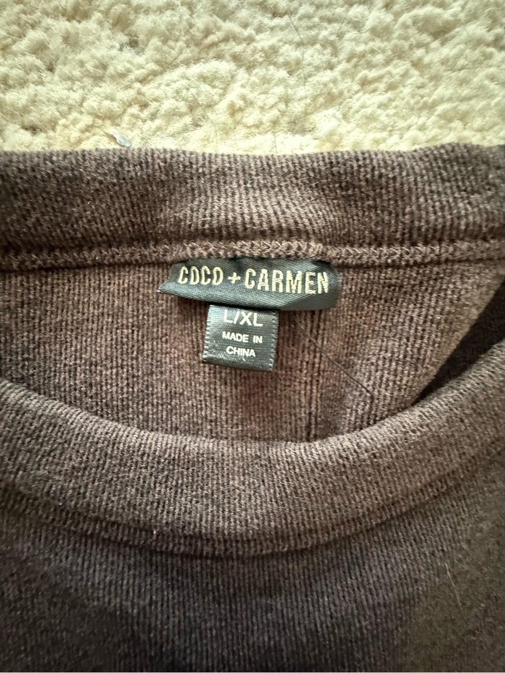 Coco + Carmen Women’s Weekend Pocket Pullover Sweater w/ Button Backed- Brown - Picture 5 of 13